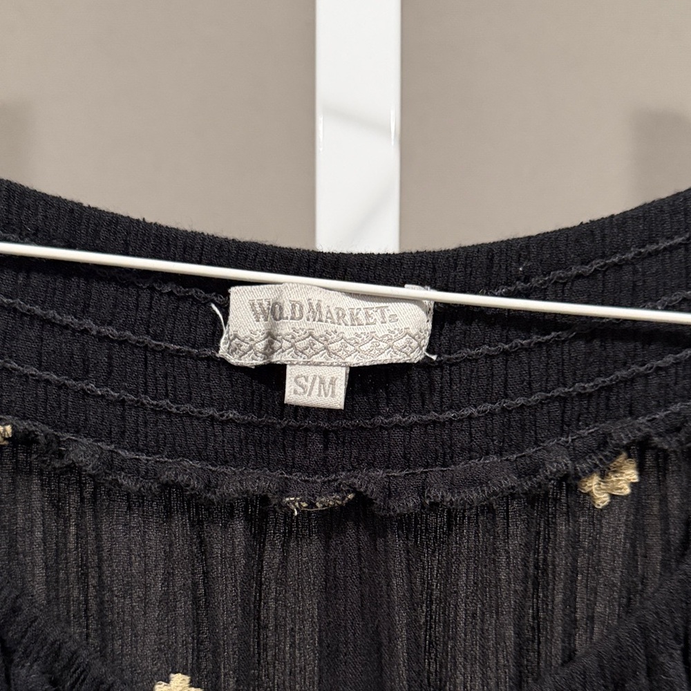 World Market Black Off-the-Shoulder Maxi Dress with Gold Embroidery - Picture 2 of 10
